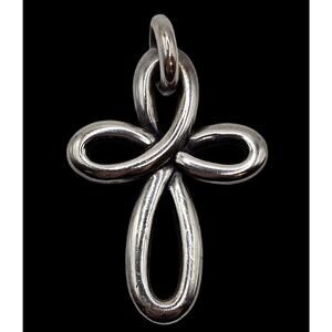 RETIRED James Avery LARGE Eternal Ribbon Cross Sterling Silver Pendant Vtg 925